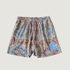 Eric Emanuel Shorts Mens Multi Tapestry Print Mesh Streetwear XXL Basic